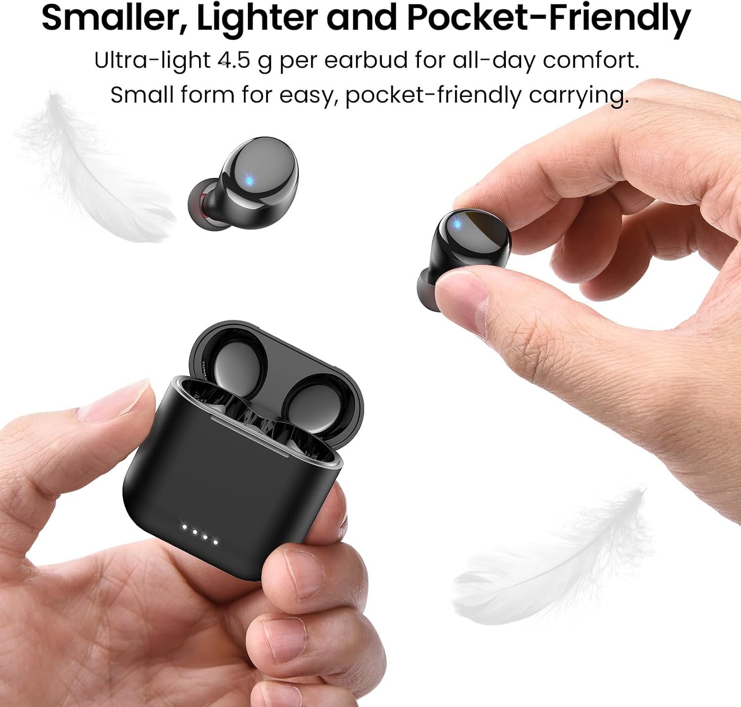 TOZO T6 Wireless Earbuds Bluetooth 5.3 Stereo Sound in Ear Headphones | OrigX Stereo Deep Bass, 50H Playtime, Lighter Ear buds, IPX8 Waterproof, wireless Charging Case, 32 EQs via APP Dark Black - Image 4