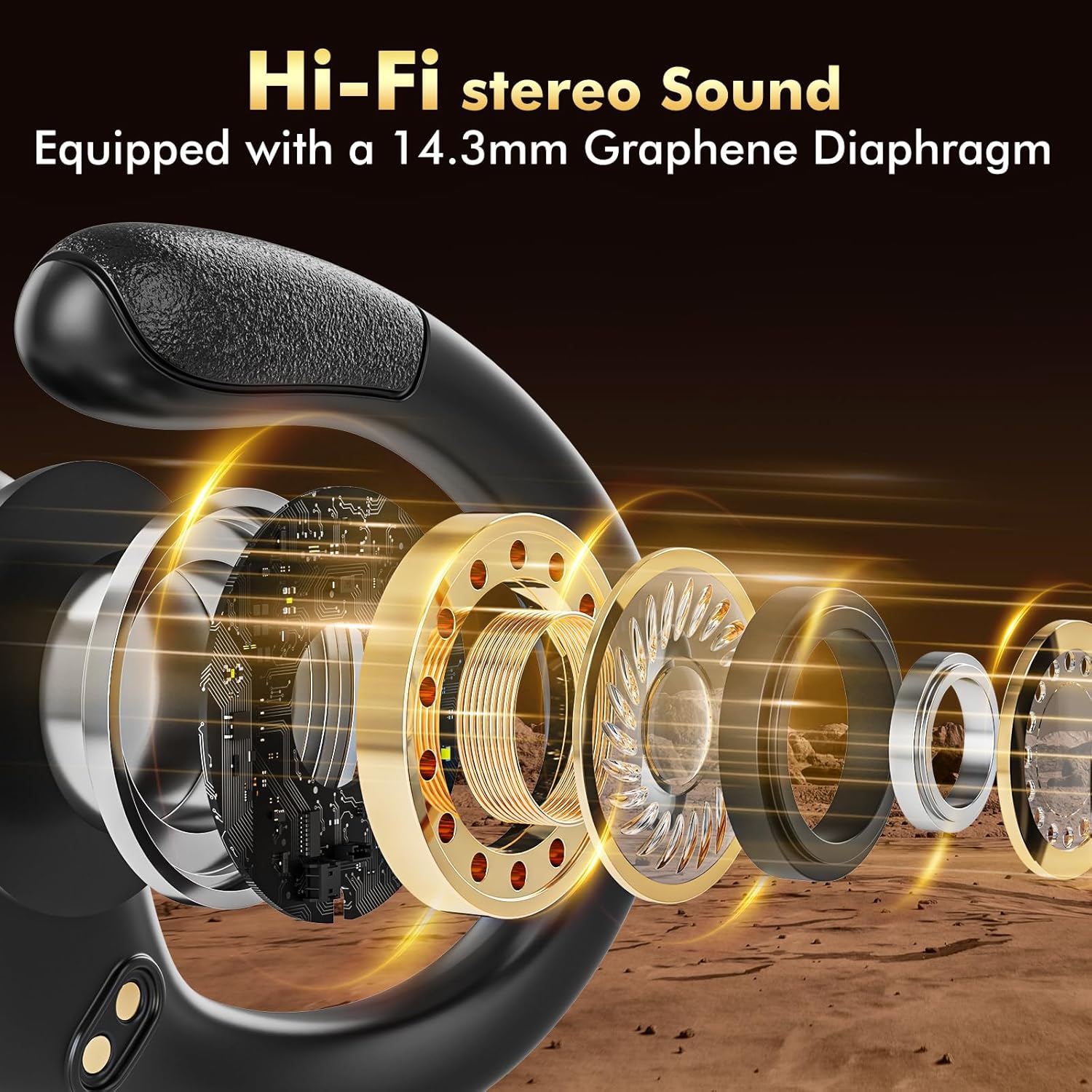 HAOYUYAN Wireless Earbuds, Sports Bluetooth Headphones, 80Hrs Playtime Ear Buds with LED Power Display, Noise Canceling Headset, IPX7 Waterproof Earphones for Workout/Running(Black) - Image 3