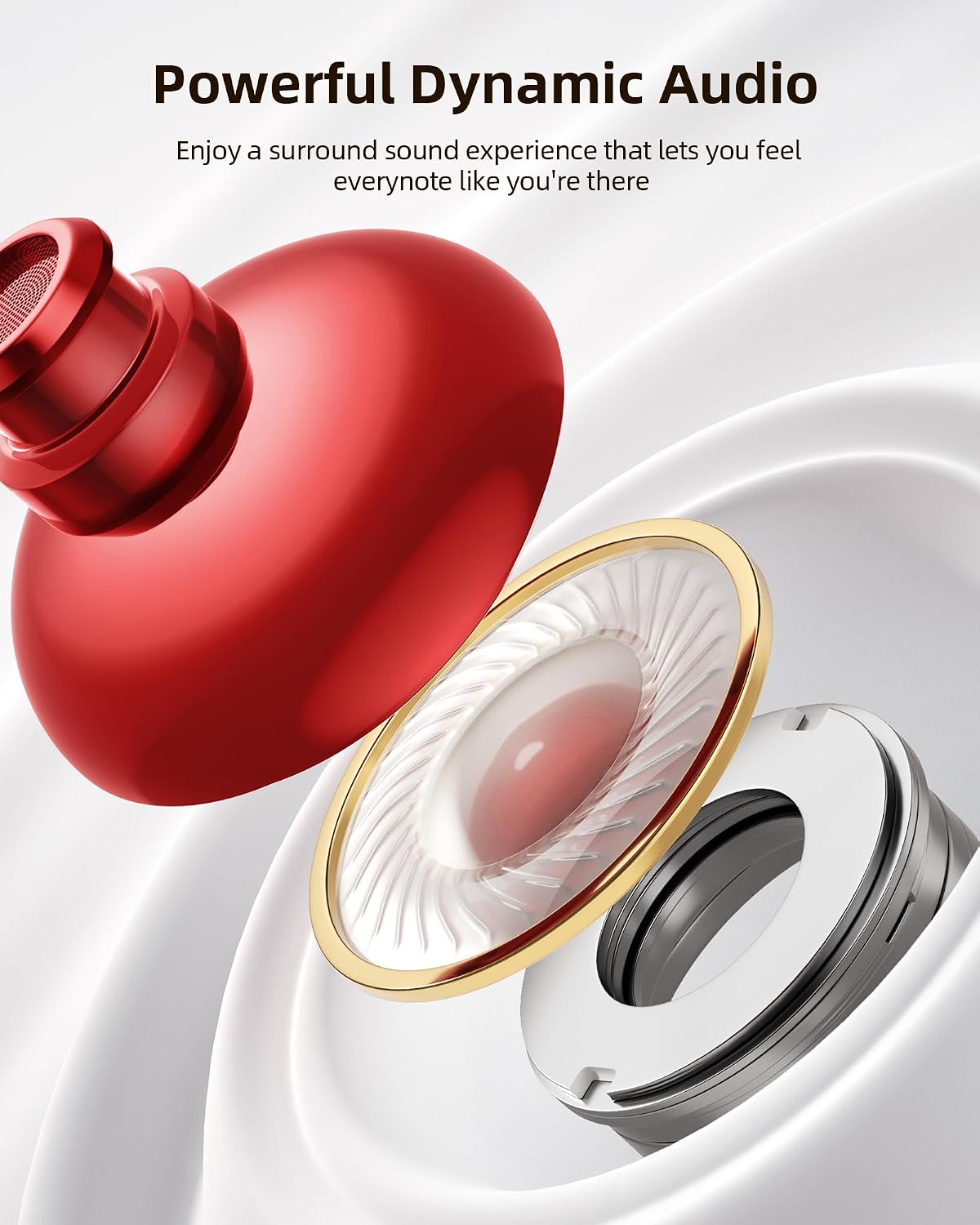 PocBuds Bluetooth Headphones Wireless Earbuds 80hrs Playtime Wireless Charging Case Digital Display Sports Ear Buds with Earhook Deep Bass IPX7 Waterproof Over-Ear Earphones for TV Phone Laptop Black - Image 5
