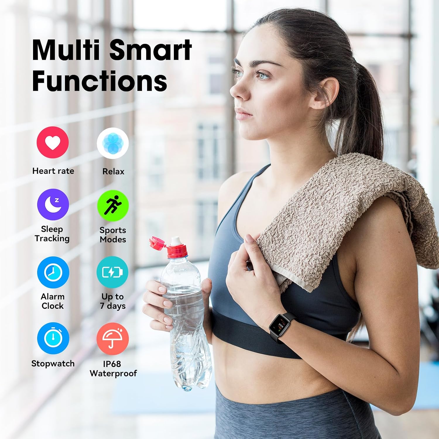 Fitness Tracker Watch with Heart Rate, Activity Tracker, Pedometer Watch | Step Counter, Heart Rate Monitor, Sleep Monitor, Alarm Clock, Stopwatch, Fitness Tracker, IP68 Waterproof Smart Watches - Image 2