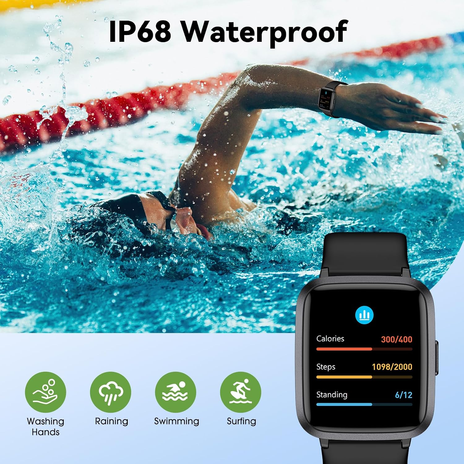 Fitness Tracker Watch with Heart Rate, Activity Tracker, Pedometer Watch | Step Counter, Heart Rate Monitor, Sleep Monitor, Alarm Clock, Stopwatch, Fitness Tracker, IP68 Waterproof Smart Watches - Image 3