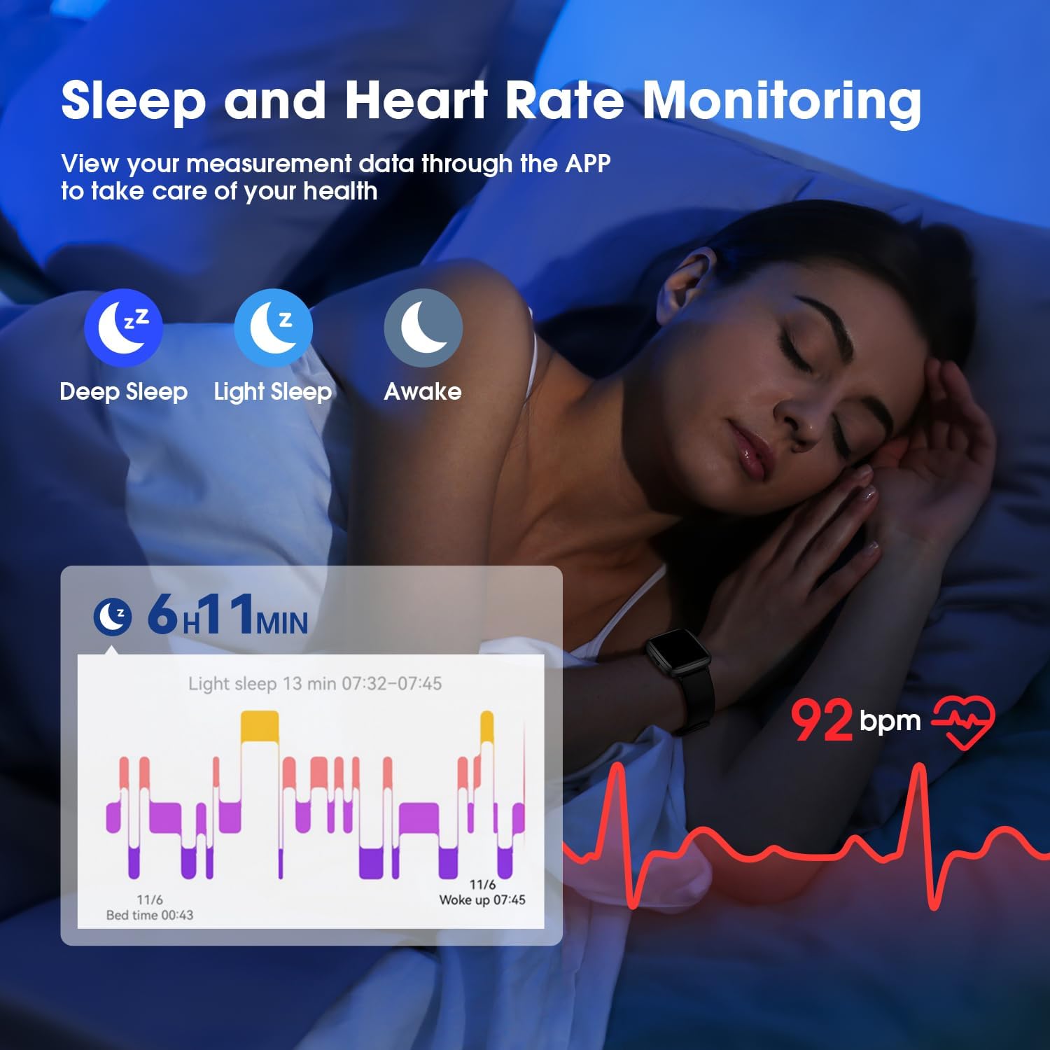 Fitness Tracker Watch with Heart Rate, Activity Tracker, Pedometer Watch | Step Counter, Heart Rate Monitor, Sleep Monitor, Alarm Clock, Stopwatch, Fitness Tracker, IP68 Waterproof Smart Watches - Image 7