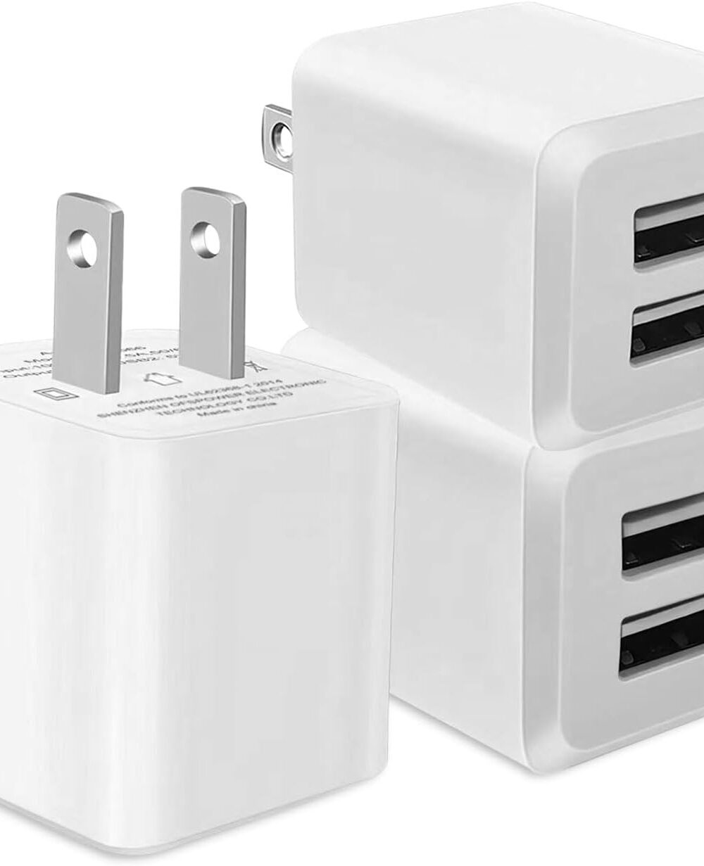 USB A Wall Charger,Dual Port Cube Power Adapter Charger Plug Block Charger | Dual Port Wall Charging Adapter,USB A charger,Compatible for i Phone 14 13 12 11,Milky White