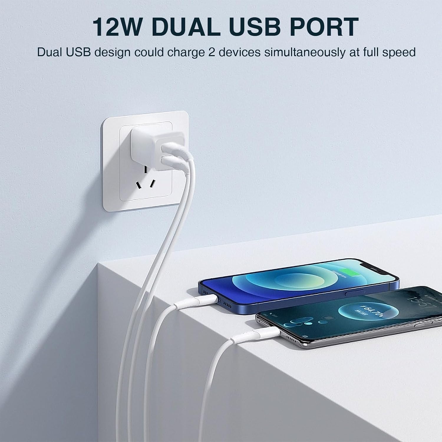 USB A Wall Charger,Dual Port Cube Power Adapter Charger Plug Block Charger | Dual Port Wall Charging Adapter,USB A charger,Compatible for i Phone 14 13 12 11,Milky White - Image 2