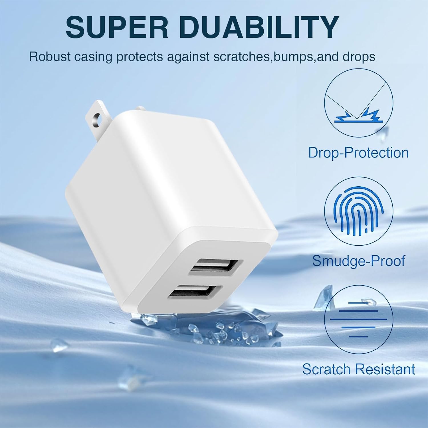 USB A Wall Charger,Dual Port Cube Power Adapter Charger Plug Block Charger | Dual Port Wall Charging Adapter,USB A charger,Compatible for i Phone 14 13 12 11,Milky White - Image 3