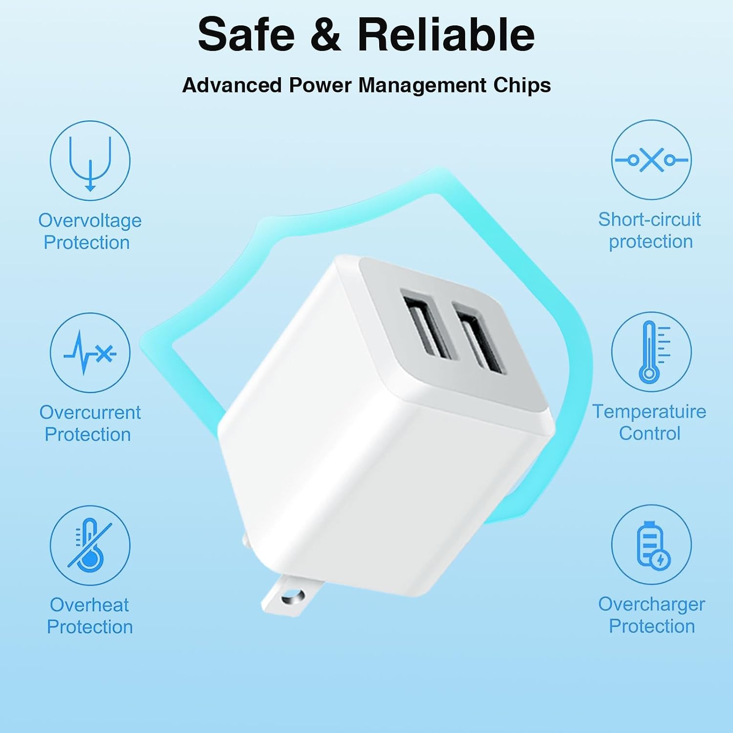 USB A Wall Charger,Dual Port Cube Power Adapter Charger Plug Block Charger | Dual Port Wall Charging Adapter,USB A charger,Compatible for i Phone 14 13 12 11,Milky White - Image 5