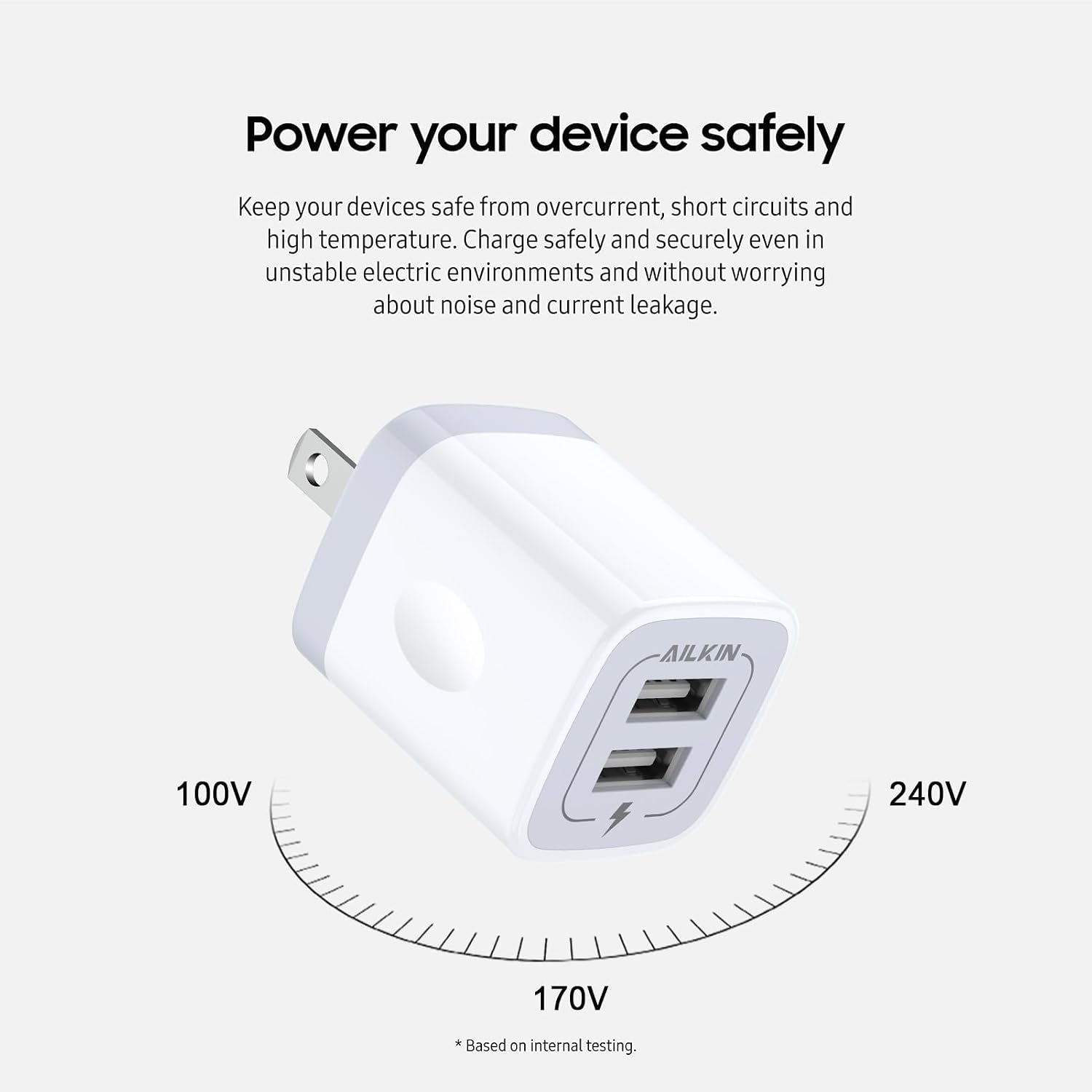 USB Wall Charger, Charger Adapter AILKIN 2Pack 2.1A Dual Port Quick Plug - Image 4
