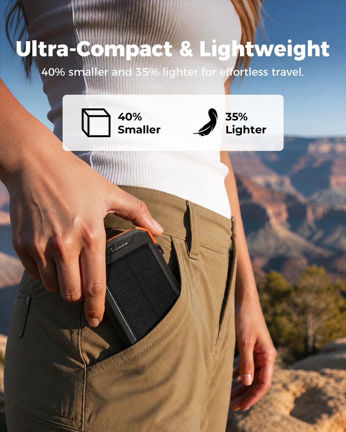 BLAVOR Solar Power Bank 10,000mAh Portable Wireless Charger for Cell Phones | 20W USB-C battery pack, battery bank, IPX5 waterproof, 2 flashlights, camping essentials, hiking gear, emergency solar backup - Image 3